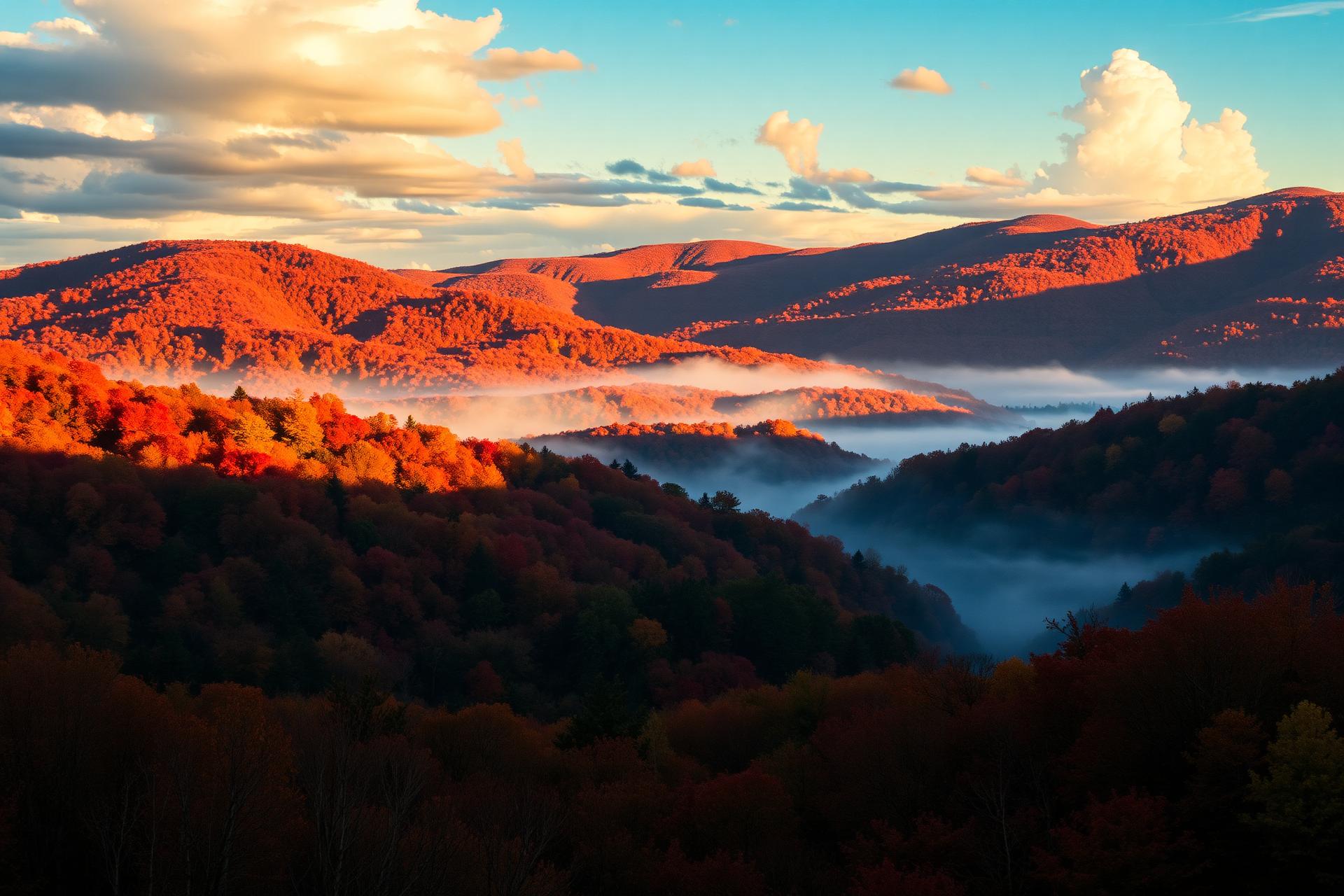 Autumn light over the rolling hills of the Berkshires